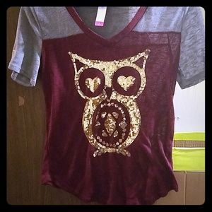 Burgundy Brick Owl Shirt